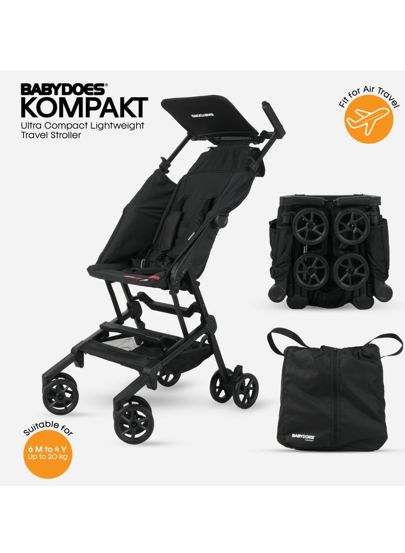 BABYDOES عربة سفر مدمجة - عربة سفر فائقة الصغر، قابلة للطي بسرعة مع قفل للطي، مناسبة للسفر الجوي، للأطفال من 6 أشهر إلى 4 سنوات - أسود - Image 1